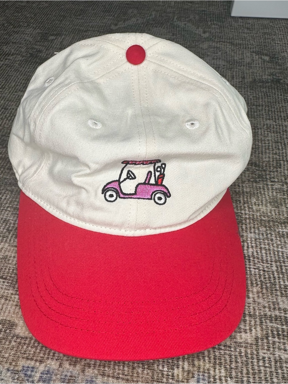 NWT Fraser Sterling Sport Red/Cream Golf Cart Embroidered Baseball Hat